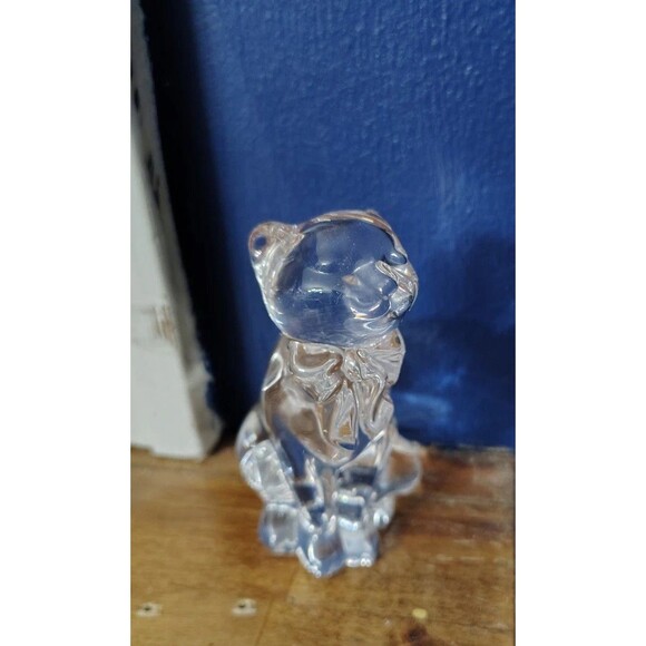 Vintage Lenox Clear Crystal Glass Cat Daydream Figurine Paperweight - Picture 1 of 6